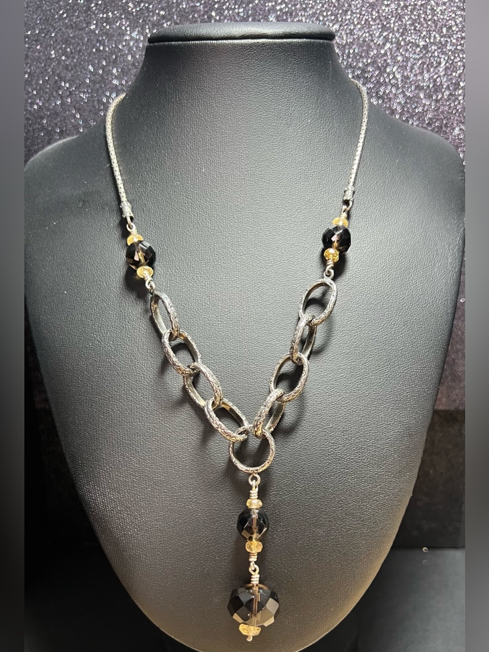 Ret. Silpada N1454 Sterling Silver Smoky Quartz & Citrine Necklace & Earrings